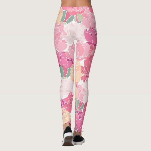 Leggings van roze, gele pony Floral (Achterkant)