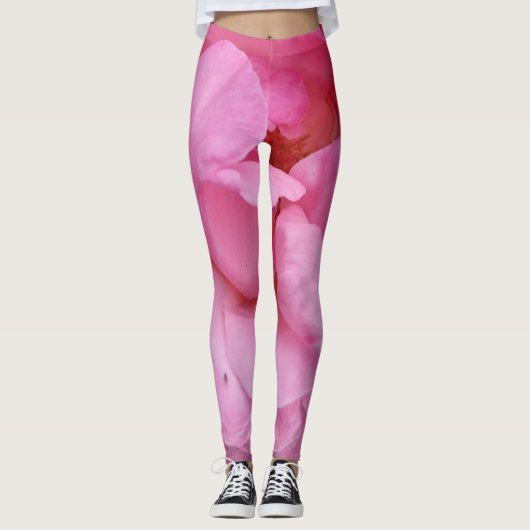 Leggings van roze rozenbloem (Voorkant)