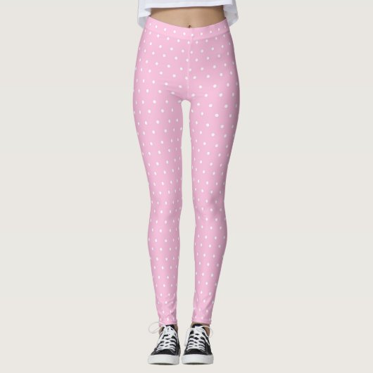 Leggings van roze vrouwelijke poladots (Voorkant)