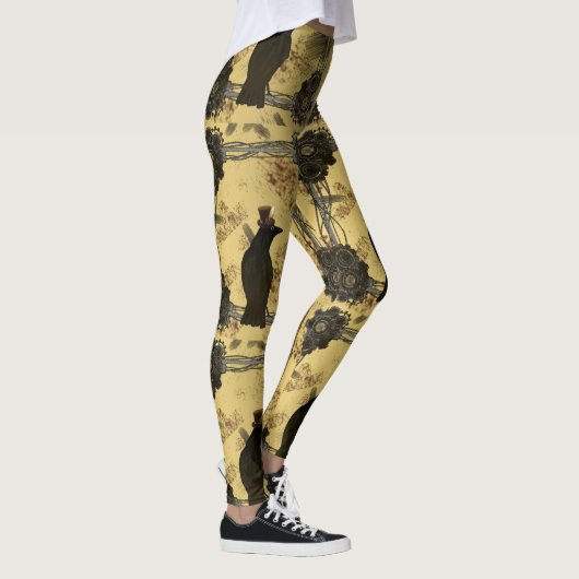 Leggings van steenkool Steampunk en tandwielen (Rechts)