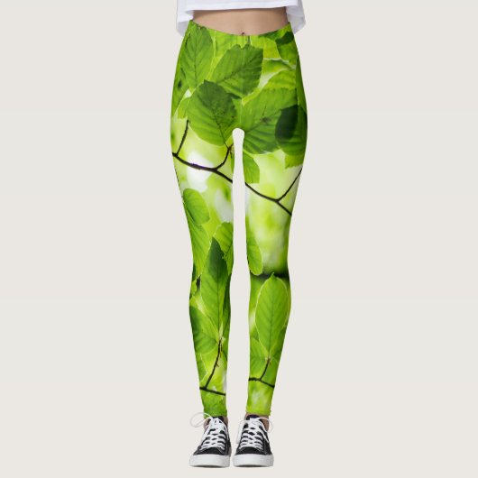 Leggings van vrouwen | Eco Fitness Leafs (Voorkant)