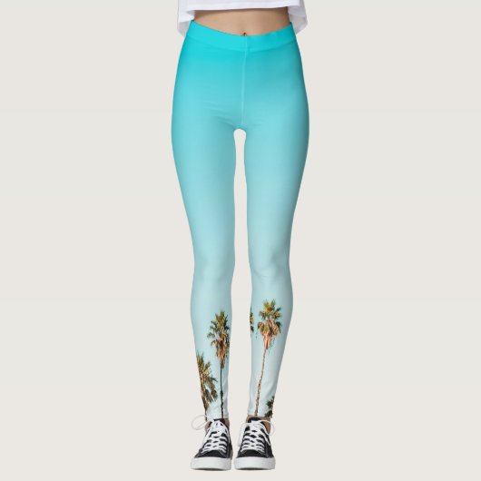 Leggings van vrouwen | Eco Fitness Palms & Sky (Voorkant)