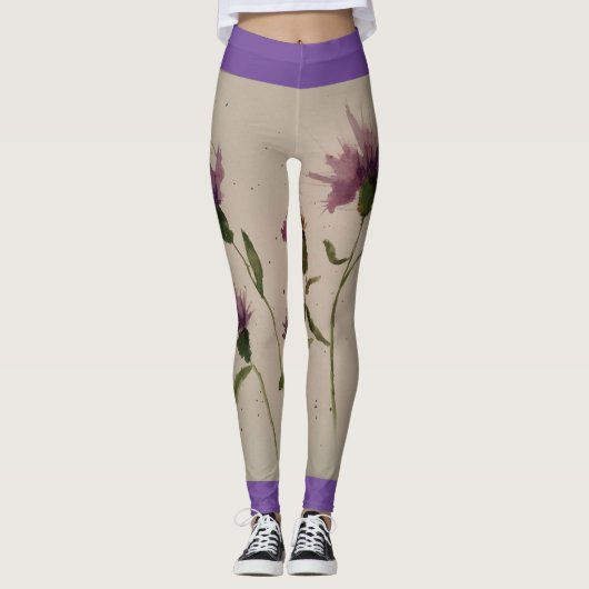 Leggings van vrouwen in de waterverf van wilde blo (Voorkant)