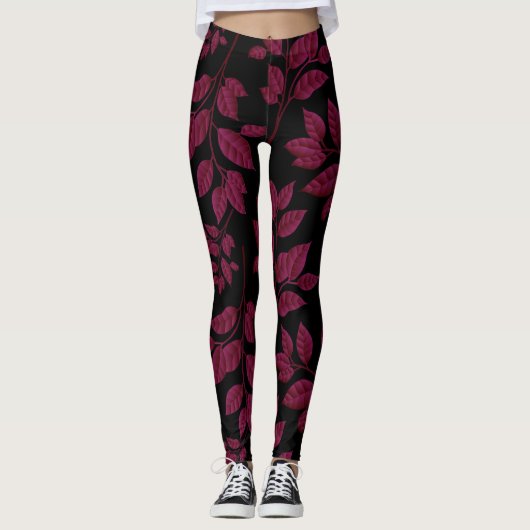 Leggings van vrouwen in het zwart-Roos (Voorkant)