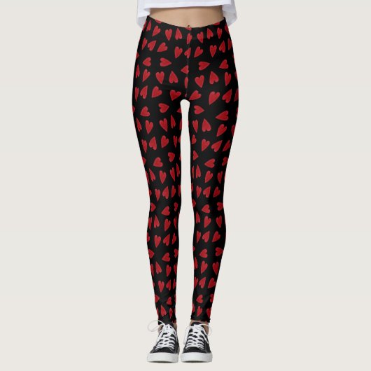 Leggings van vrouwen met een zwart/rood hart (Voorkant)