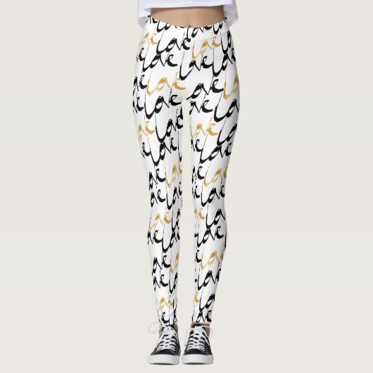 Leggings van vrouwen met zwarte & goudKLEP (Voorkant)