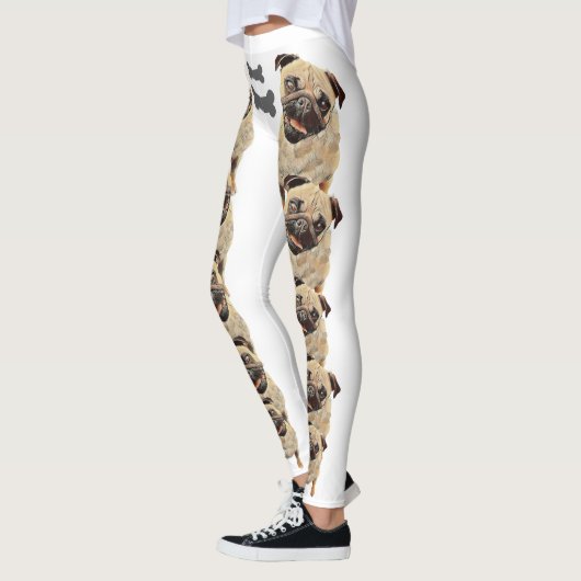 Leggings van White Fun en Funky Pastel Pug Dog (Links)