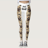 Leggings van White Fun en Funky Pastel Pug Dog (Voorkant)