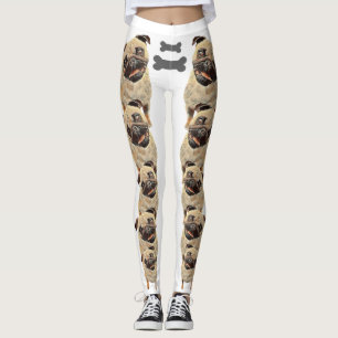 Leggings van White Fun en Funky Pastel Pug Dog