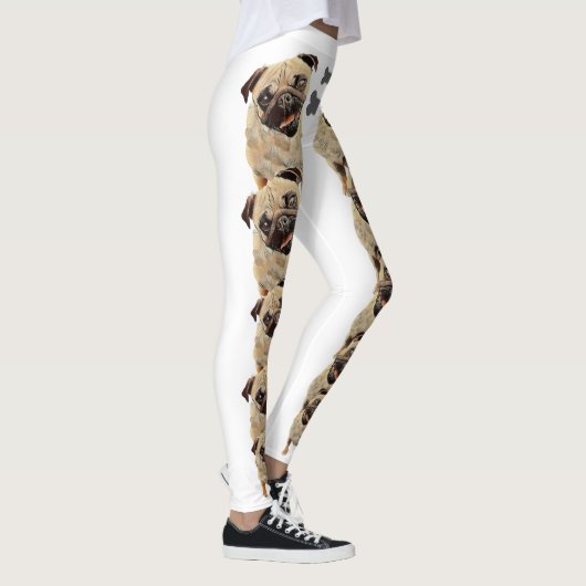 Leggings van White Fun en Funky Pastel Pug Dog (Rechts)