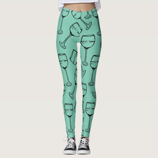 Leggings VAN WIJNGLASPATROON (Voorkant)