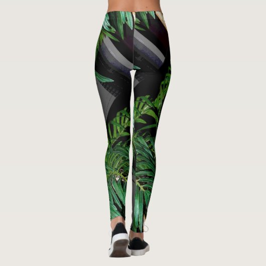 Leggings van wilde tropische Oerwouden palmbomen (Achterkant)