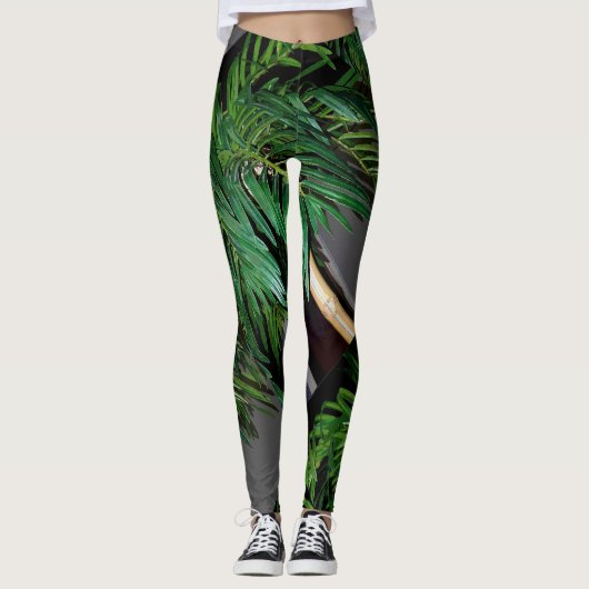 Leggings van wilde tropische Oerwouden palmbomen (Voorkant)
