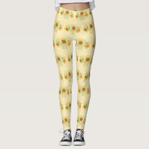 Leggings van zonnebloemen op geel