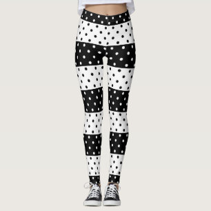 Leggings van zwart-witpols