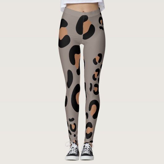 Leggings van zwarte en bruine luipaard (Voorkant)