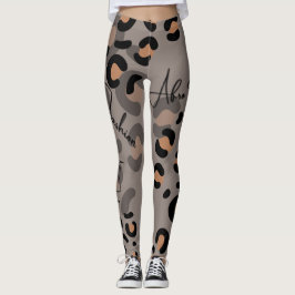 Leggings van zwarte en bruine luipaard
