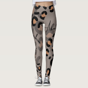 Leggings van zwarte en bruine luipaard