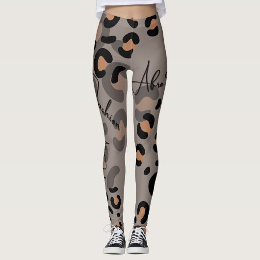 Leggings van zwarte en bruine luipaard (Voorkant)
