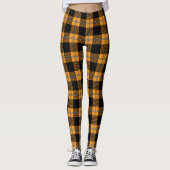 Leggings van zwarte en oranje Halloween plaid (Voorkant)