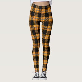 Leggings van zwarte en oranje Halloween plaid