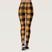 Leggings van zwarte en oranje Halloween plaid (Achterkant)