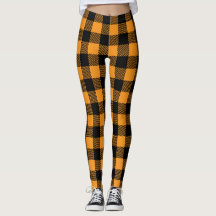 Leggings van zwarte en oranje Halloween plaid