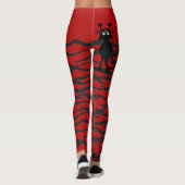 leggings van zwarte en rode gekke katten (Achterkant)