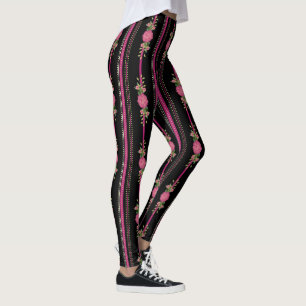 Leggings van zwarte en roze staven en Florence