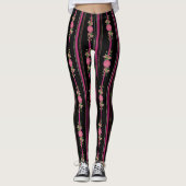 Leggings van zwarte en roze staven en Florence (Voorkant)