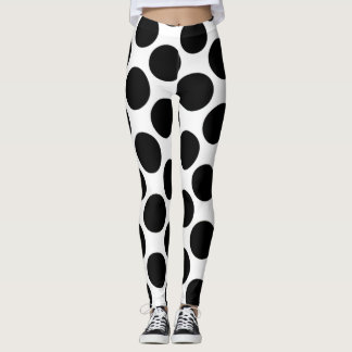 Leggings van zwarte en witte reuzenpolka