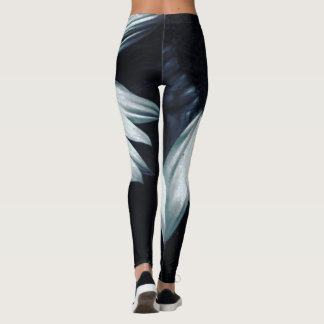 Leggings van zwarte en witte zonnebloemen