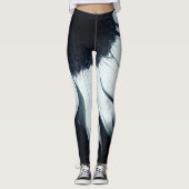 Leggings van zwarte en witte zonnebloemen (Voorkant)