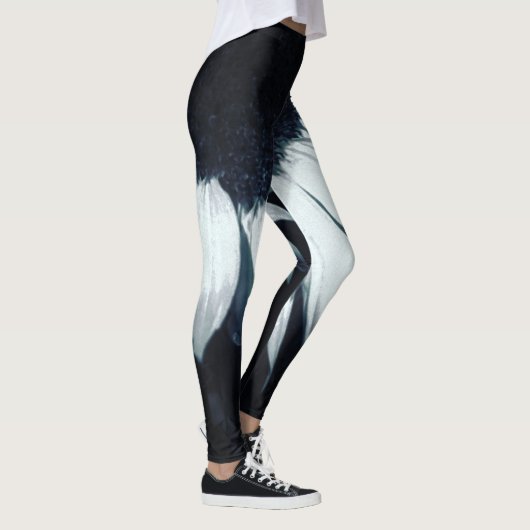 Leggings van zwarte en witte zonnebloemen (Rechts)