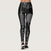 Leggings van zwarte/grijze Afrikaanse motif (Achterkant)