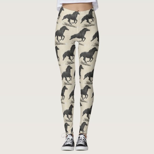 Leggings van zwarte paardjes (Voorkant)