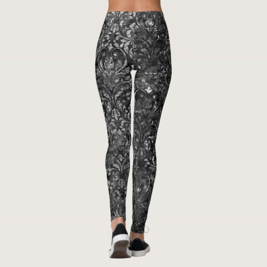 Leggings van zwartwit/grijze vlinder (Achterkant)