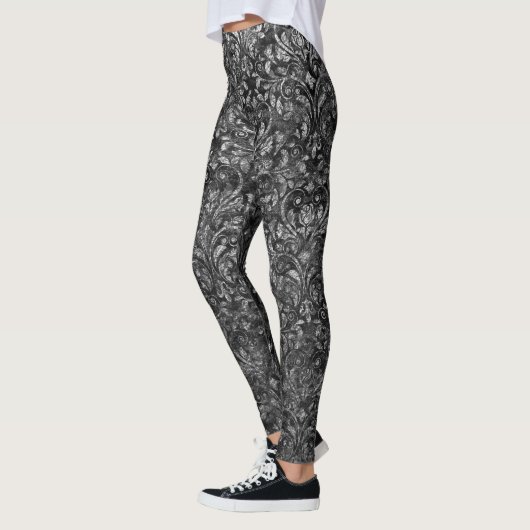 Leggings van zwartwit/grijze vlinder (Links)