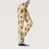 Leggings versierd met een levendig zonnebloempatro (Rechts)