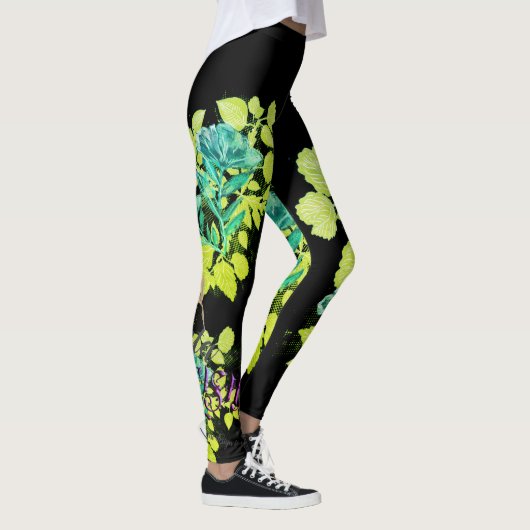 Leggings Vinta Geisha green Flowers (Rechts)
