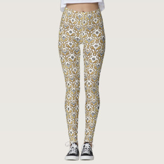 Leggings Vintage Steampunk Gouden Tandwielen en Sc