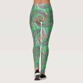 LEGGINGS - Violet Swirls Over Green Swirl Design (Achterkant)