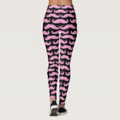 Leggings voor afdrukken in zwart-wit en roze snor (Achterkant)