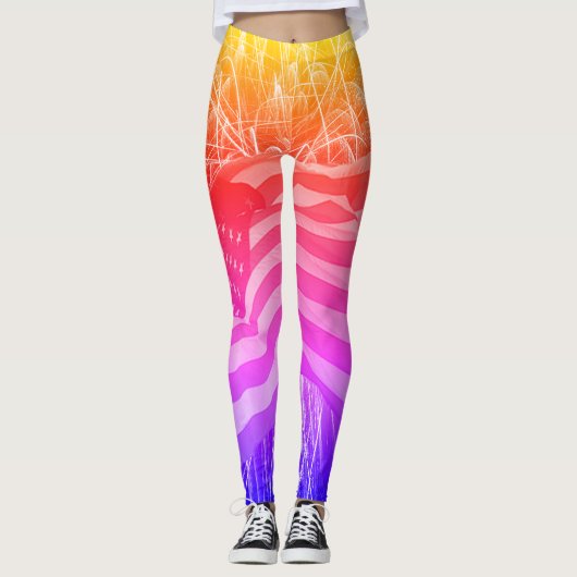 Leggings voor Amerikaanse vlag- en Fireworks-Ipane (Voorkant)