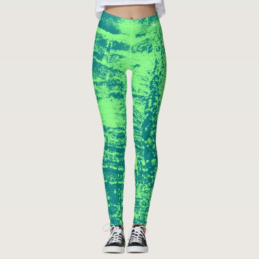 Leggings voor Aqua en Limoen Wax Textuur (Voorkant)