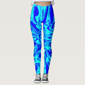 Leggings voor Aqua en Royal Blue Psychedelic Flowe (Voorkant)