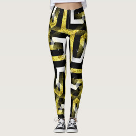 Leggings voor Black and Gold Pattern ★ Funky Zebra