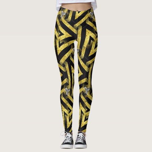 Leggings voor Black and Gold Pattern ★ Funky Zebra (Voorkant)