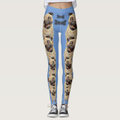 Leggings voor blauwe vun en funky Pastel Pug Dog (Voorkant)