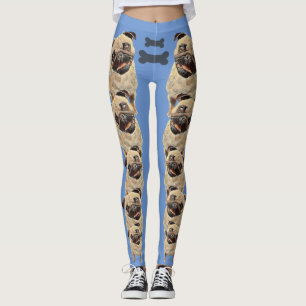 Leggings voor blauwe vun en funky Pastel Pug Dog